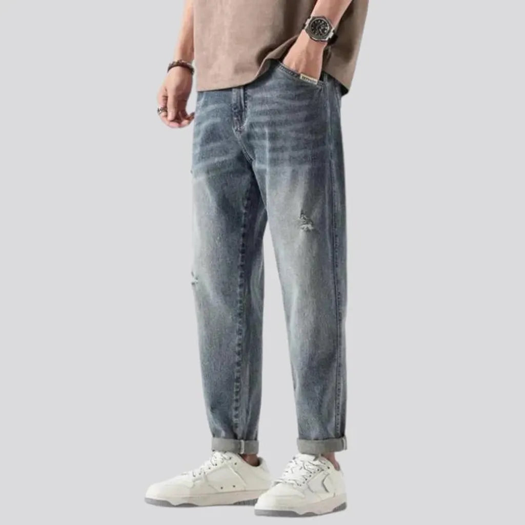 Sanded mid rise street style men's jeans