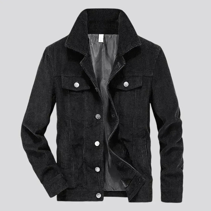 Slim-fitting average length men's corduroy coat