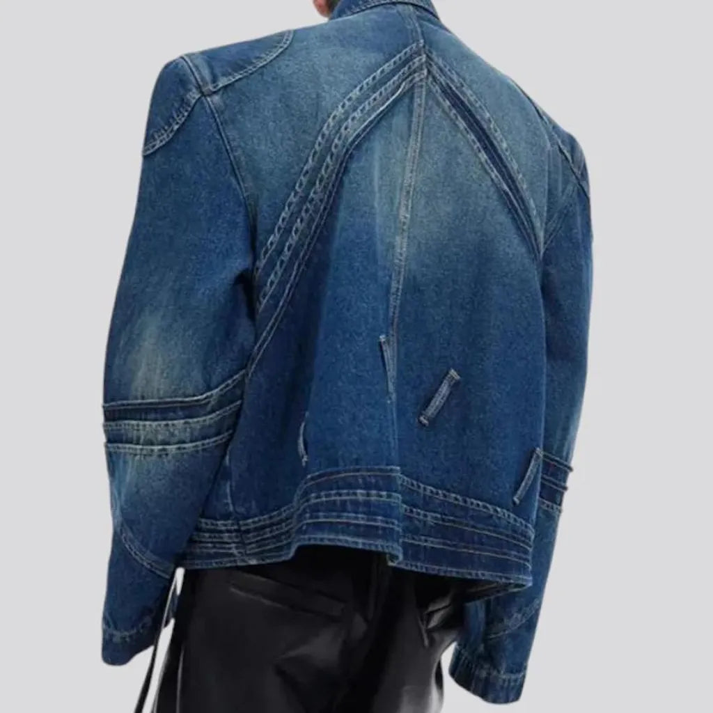 Medium wash sanded stylish men's denim jacket