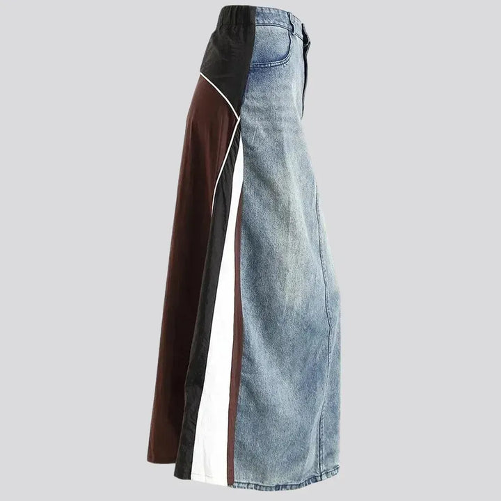 Light mixed high rise jeans skirt