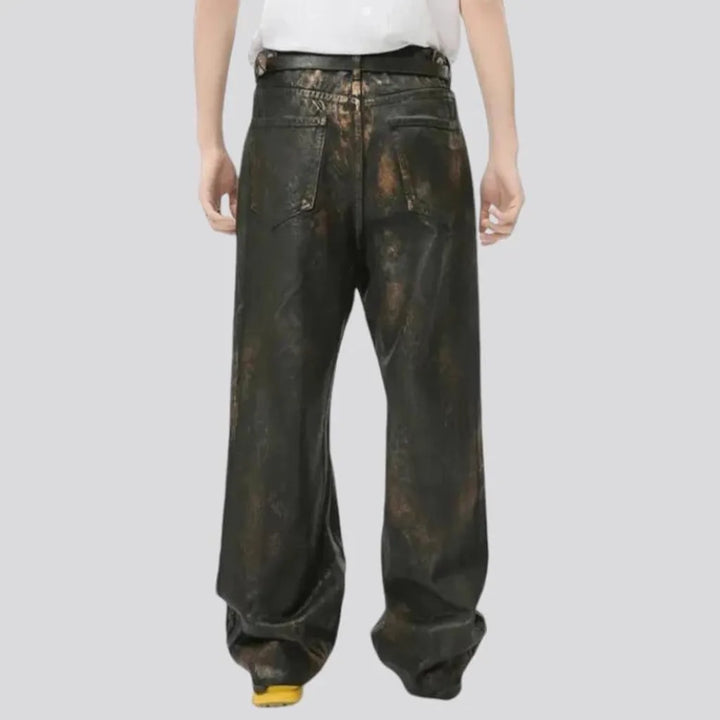 Over dyed mid rise fashion jeans for men