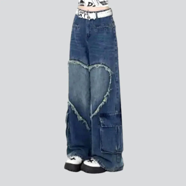 Embroidered baggy jeans for ladies