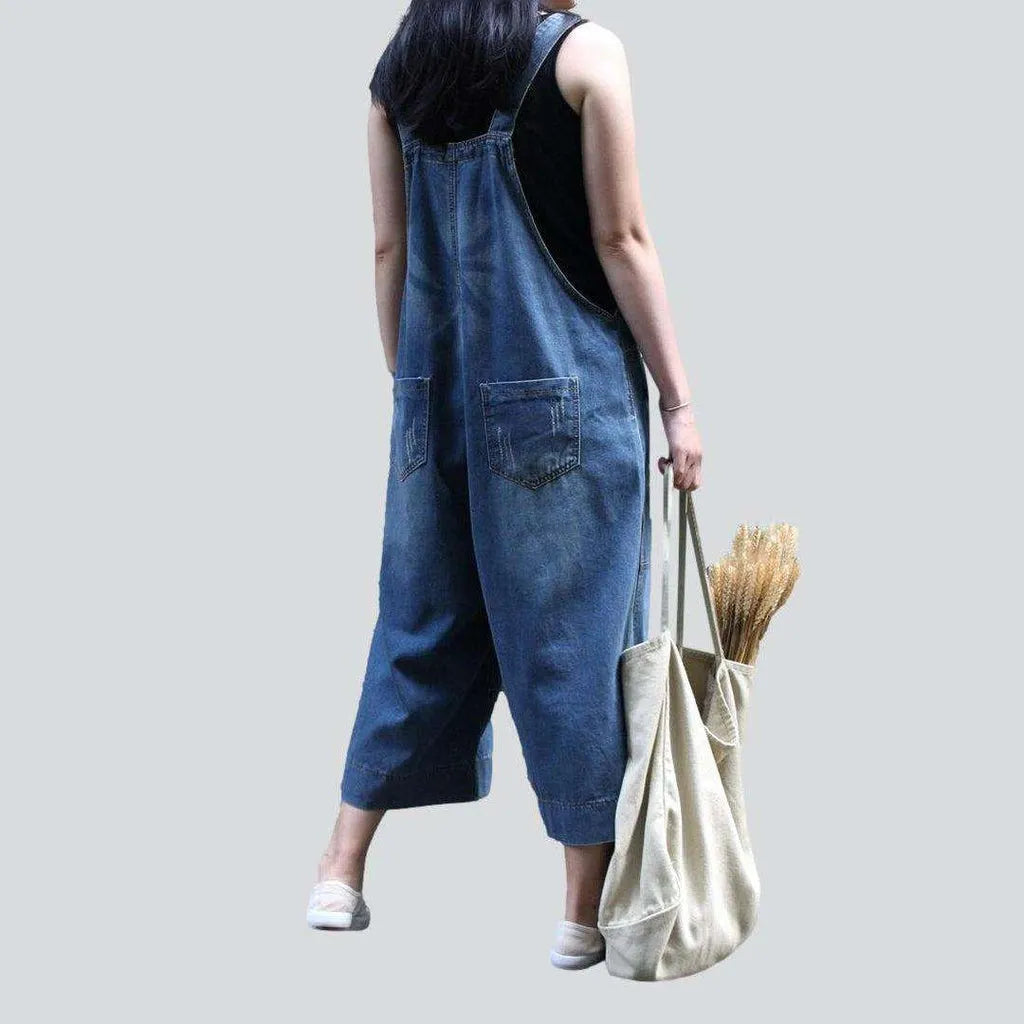 Ripped women's jeans overall