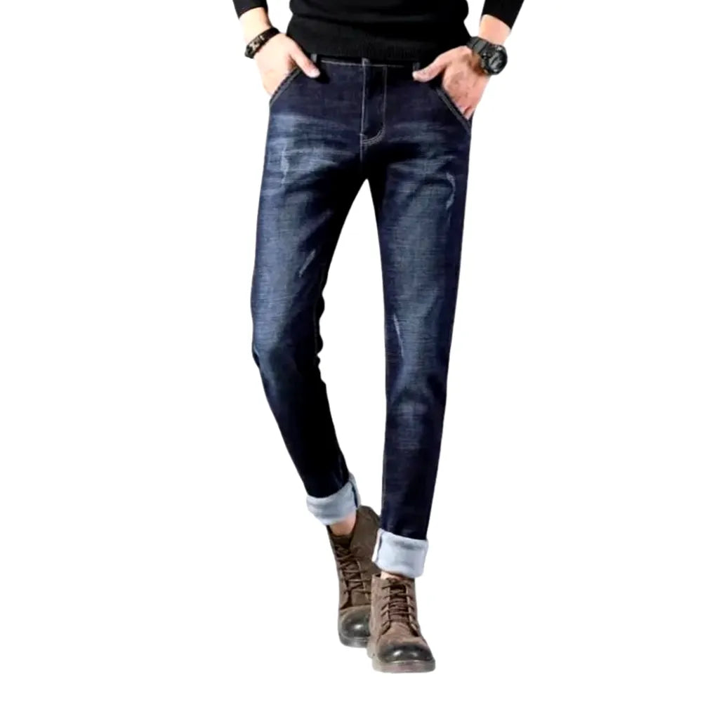 Stretchable Slim-fit Men's Jeans - Dark Blue