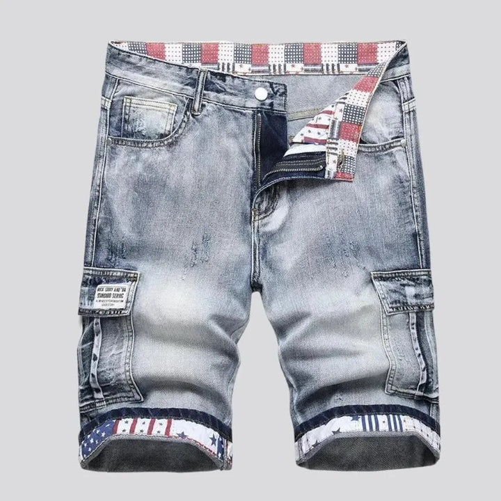 Sanded mid-waist jeans shorts for men