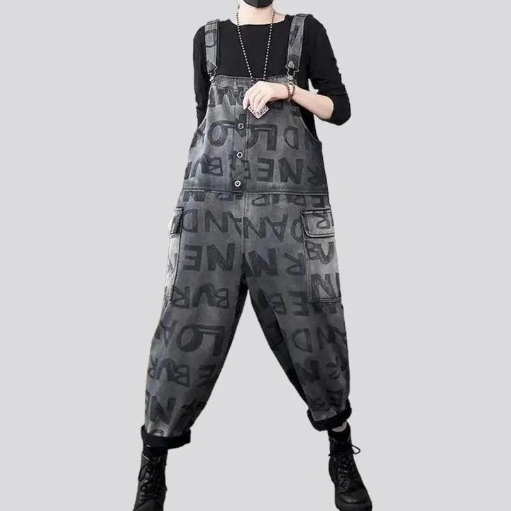 Baggy painted denim jumpsuit
 for ladies