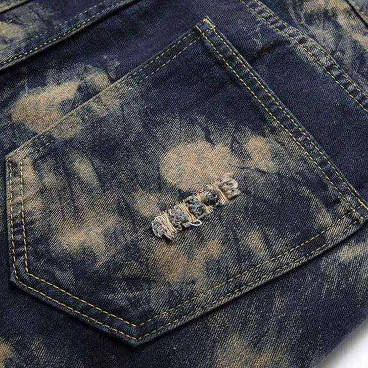 Tiger head embroidery men's jeans