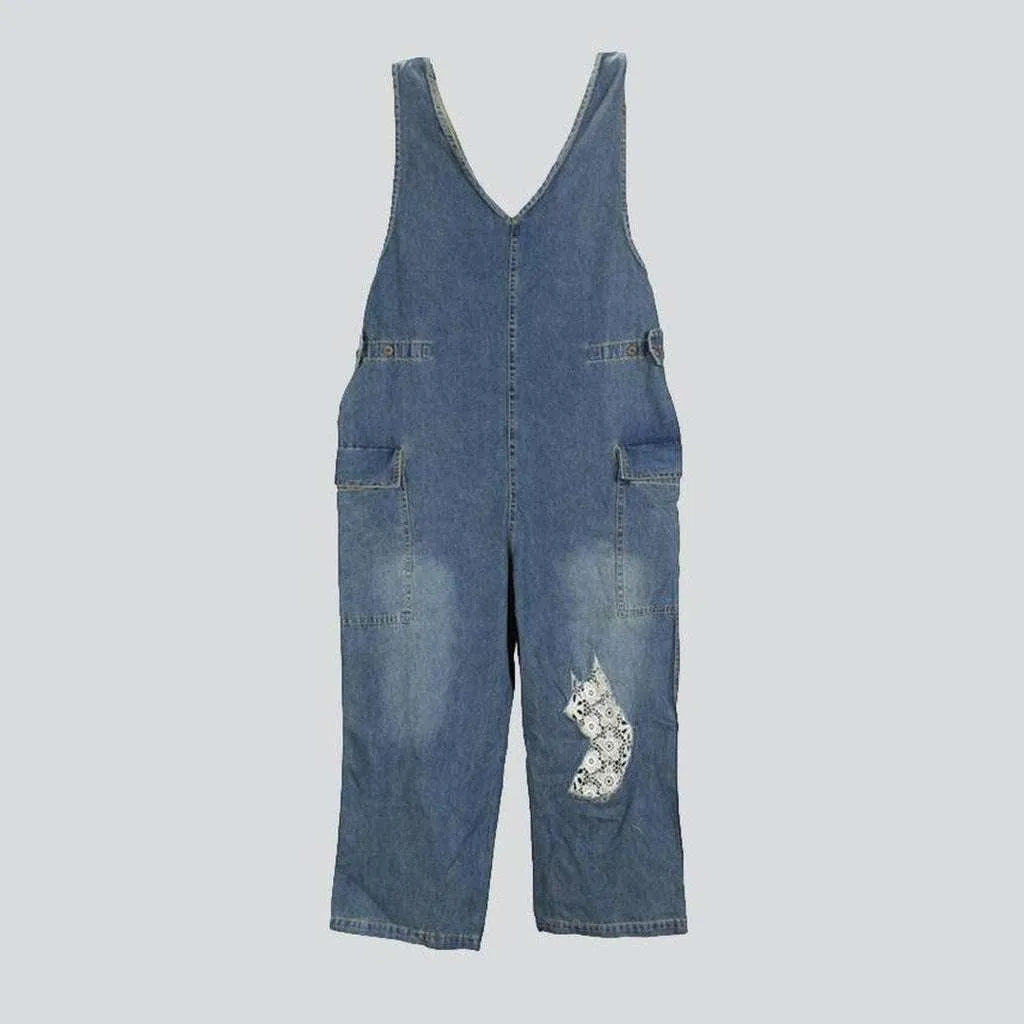 Baggy street denim jumpsuit for ladies