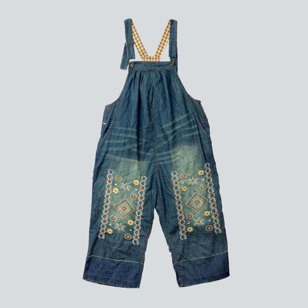 Street women's denim embroidered overall