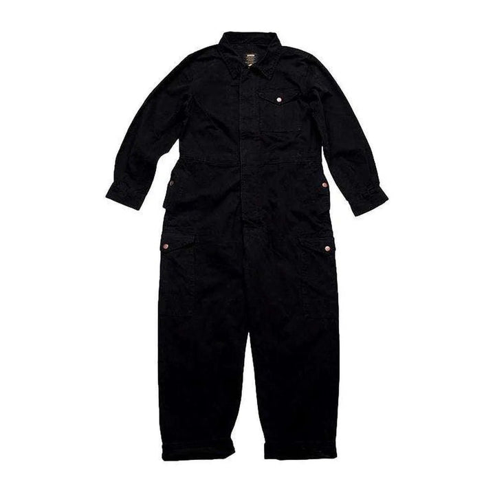 Baggy Color Jeans Jumpsuit for Men - Black