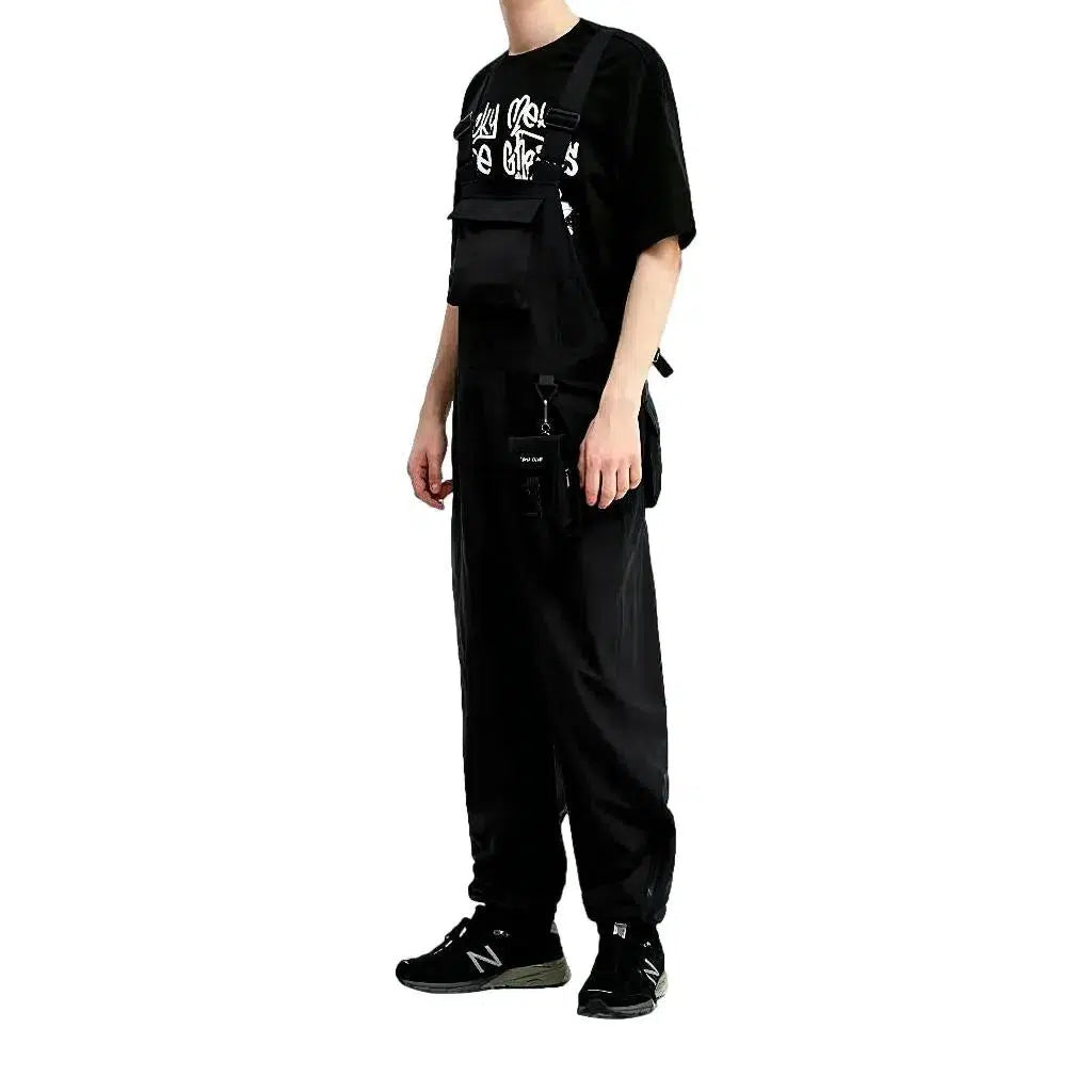 Stylish Men's Jean Dungaree - Black