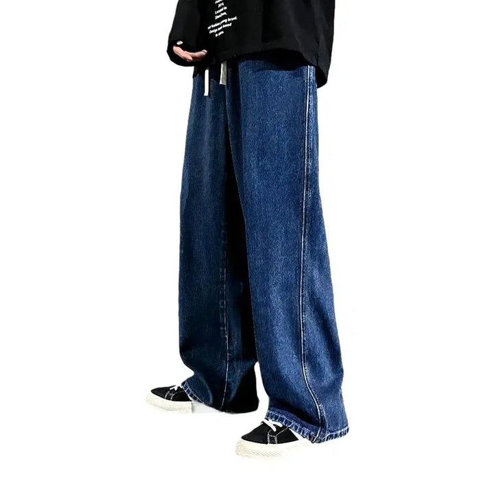 Baggy men's floor-length jeans