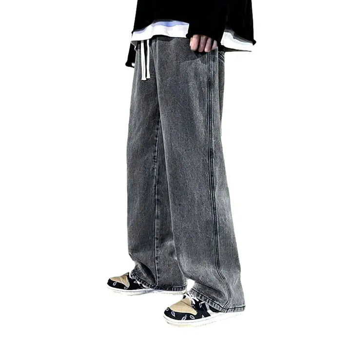 Baggy men's floor-length jeans