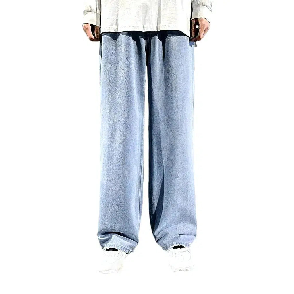 Baggy men's floor-length jeans