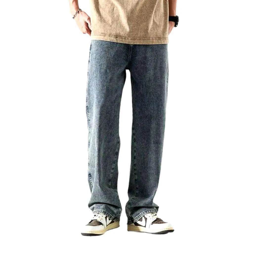 Baggy men's stonewashed jeans