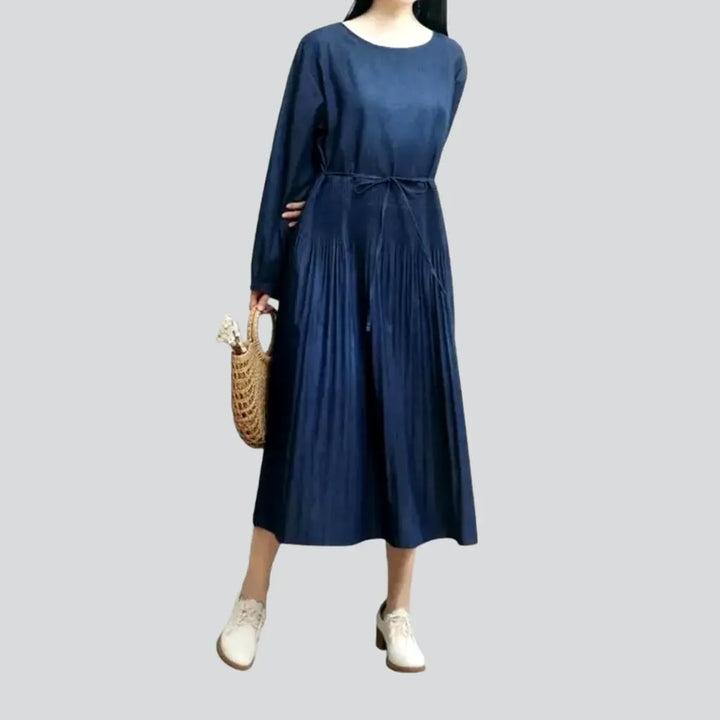 Maxi smocked waist jean dress