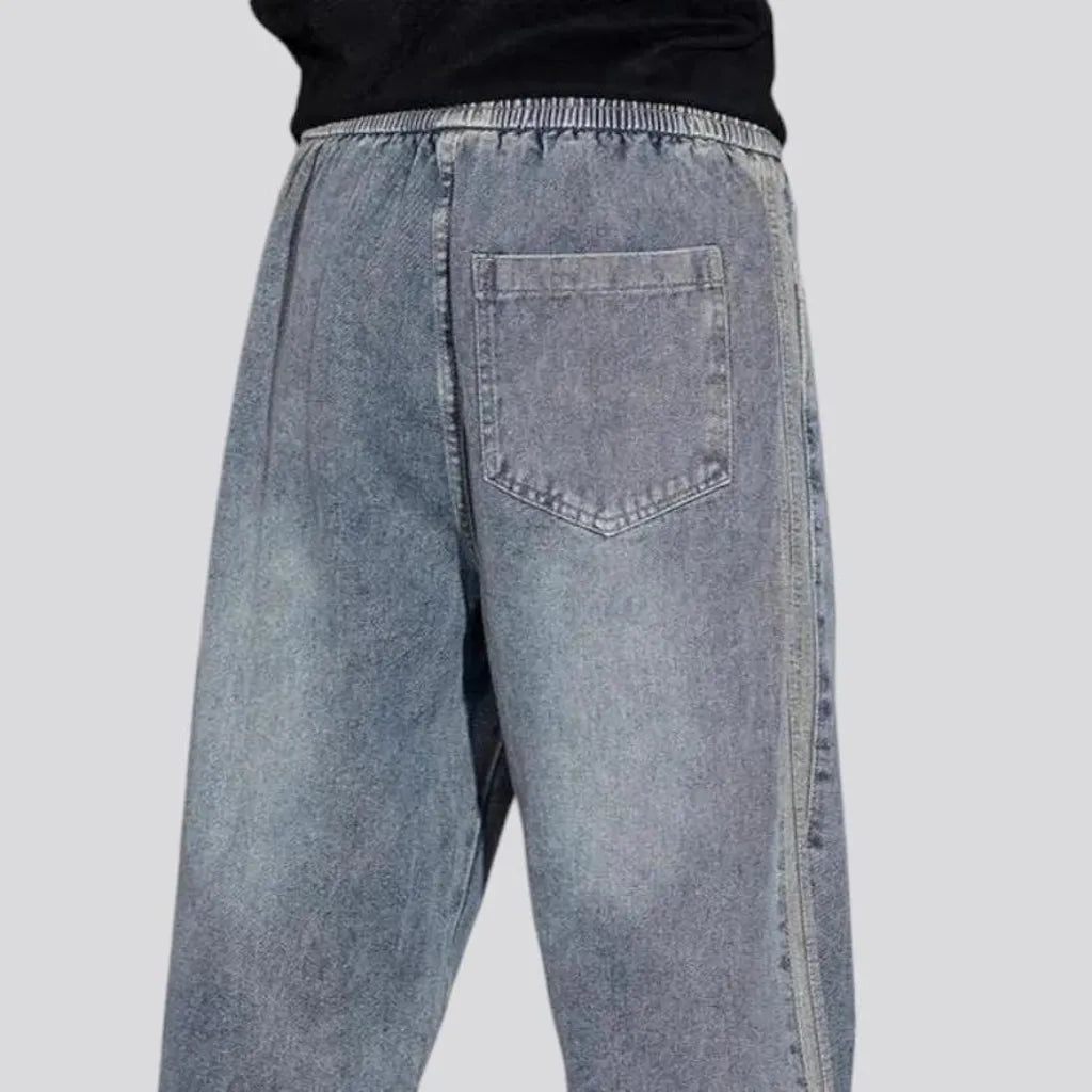 Insulated mid-waist baggy men's jeans