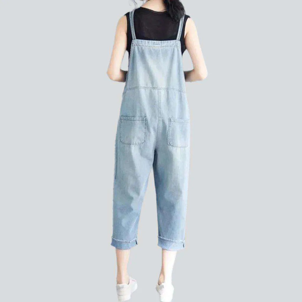 Light vintage wash denim jumpsuit