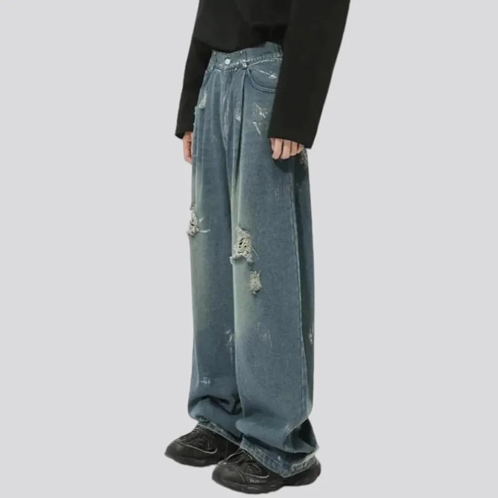 High waist baggy-fit men's jeans