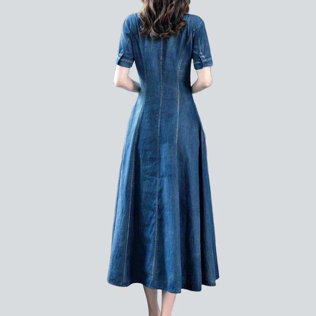 Long bell-shaped jean dress