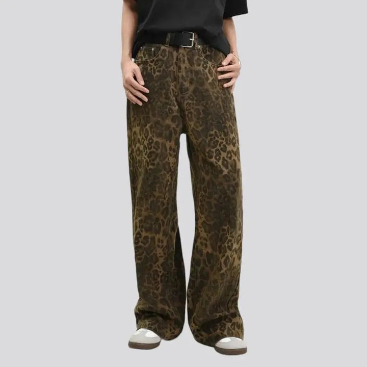 Leopard-print baggy jeans
 for women