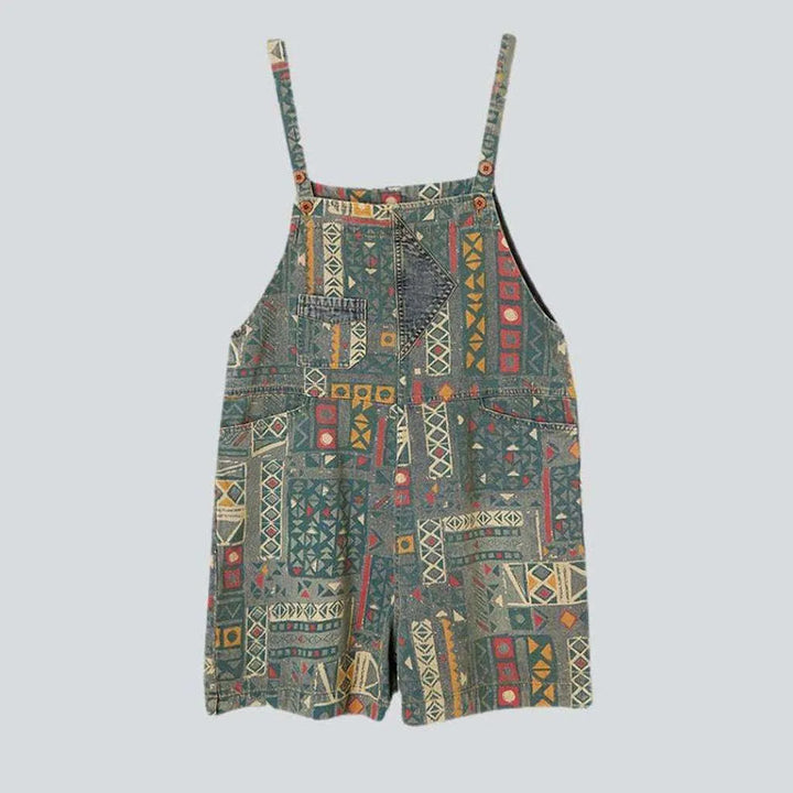 Women's painted jeans overall shorts