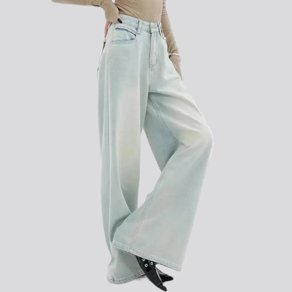 Mid-waist women's bleached jeans