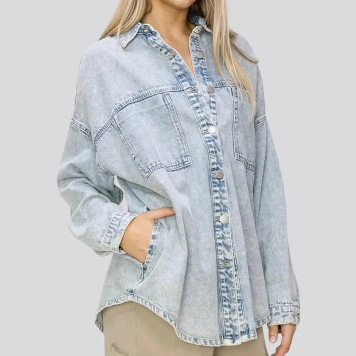 Oversized grunge denim shirt for women