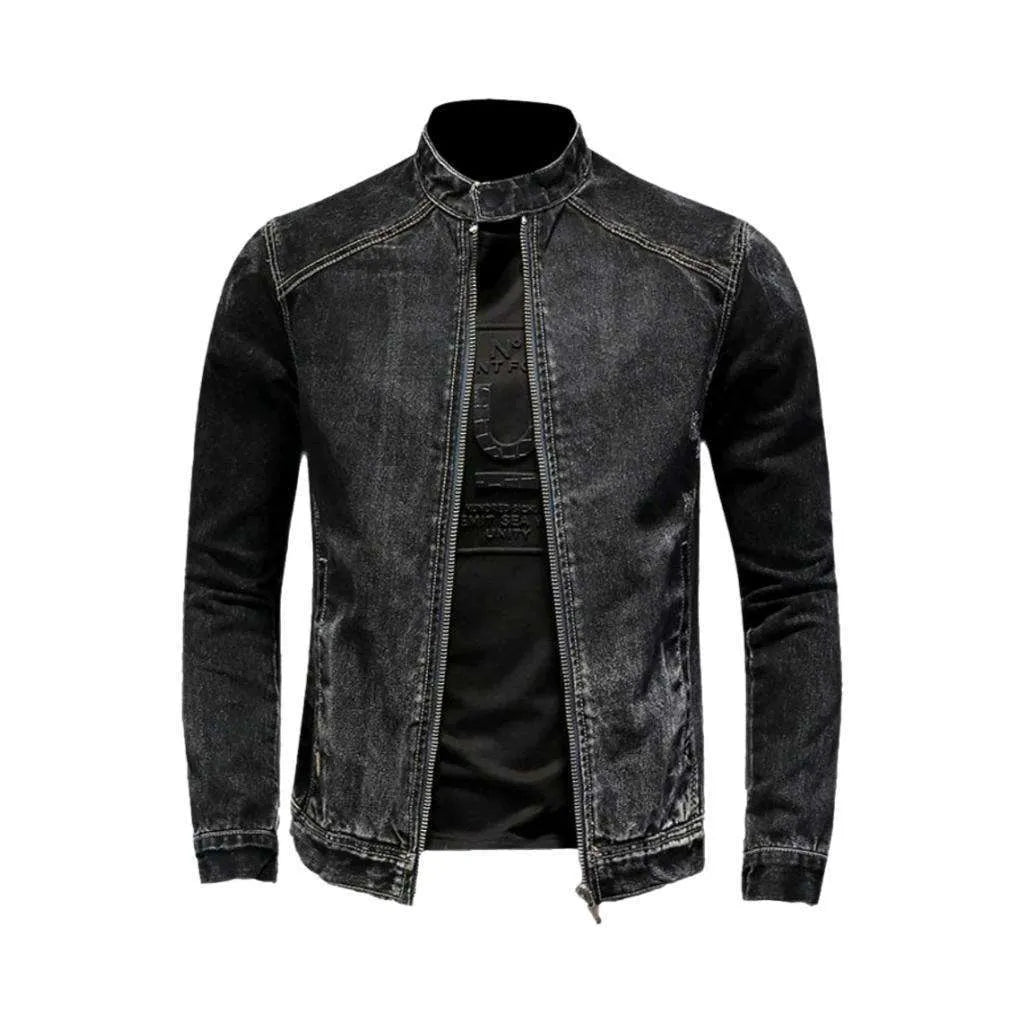 Biker black jeans jacket
 for men