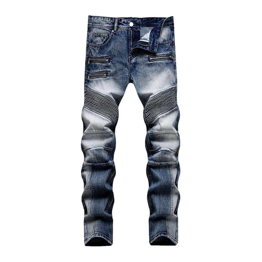 Biker jeans with zippers