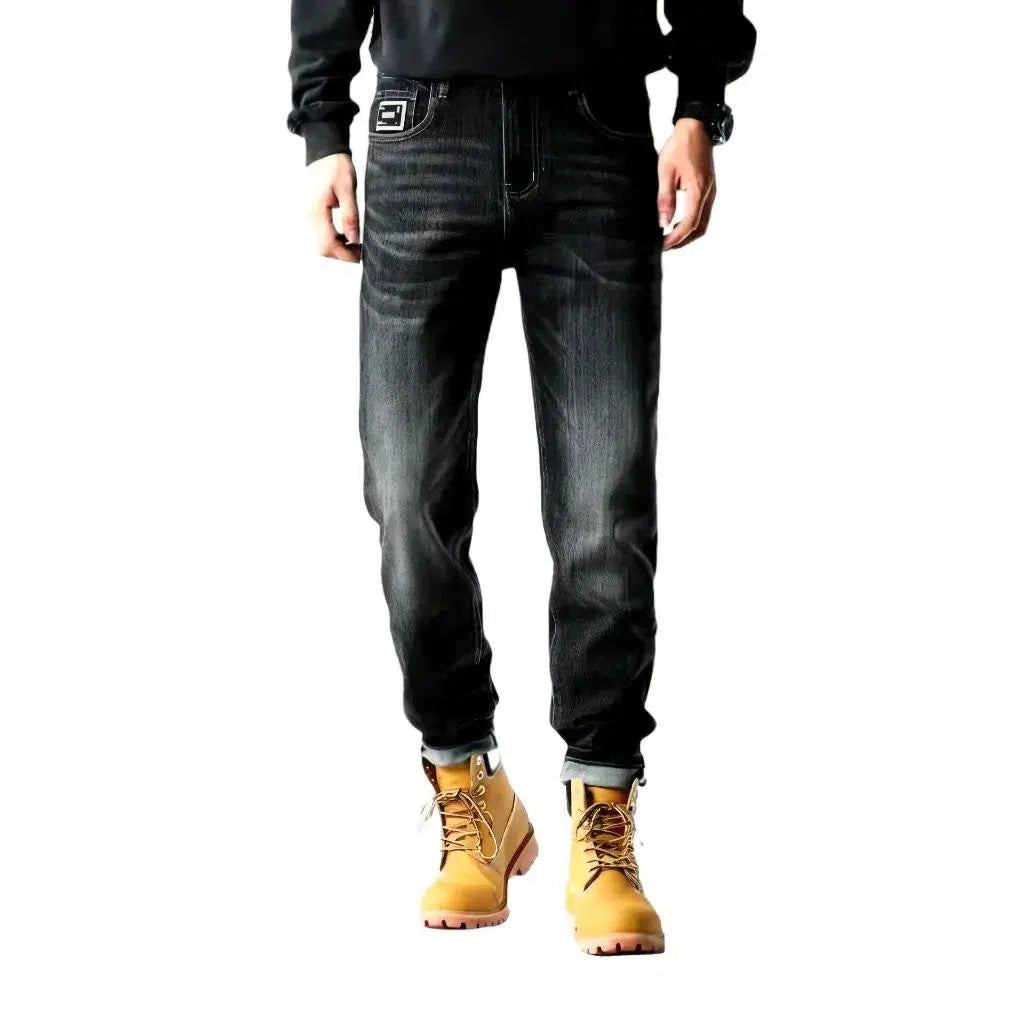 Black men's tapered jeans