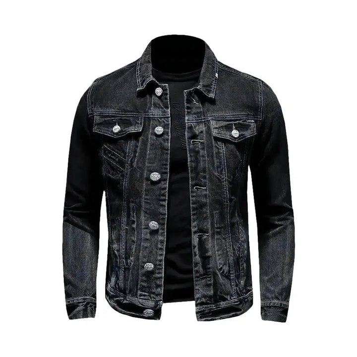 Black slim jean jacket
 for men