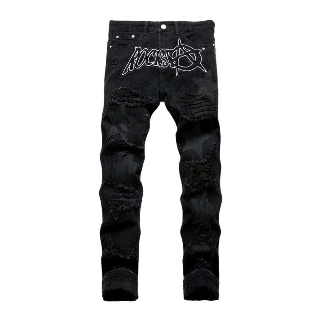 Black stars men's skinny jeans