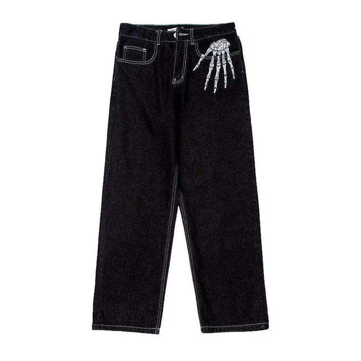 Bone print baggy men's jeans