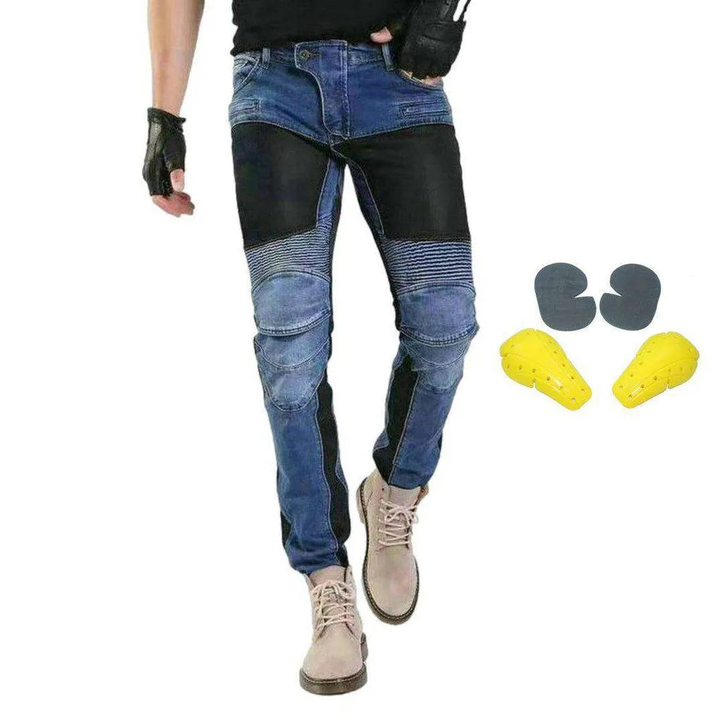 Breathable summer men's biker jeans