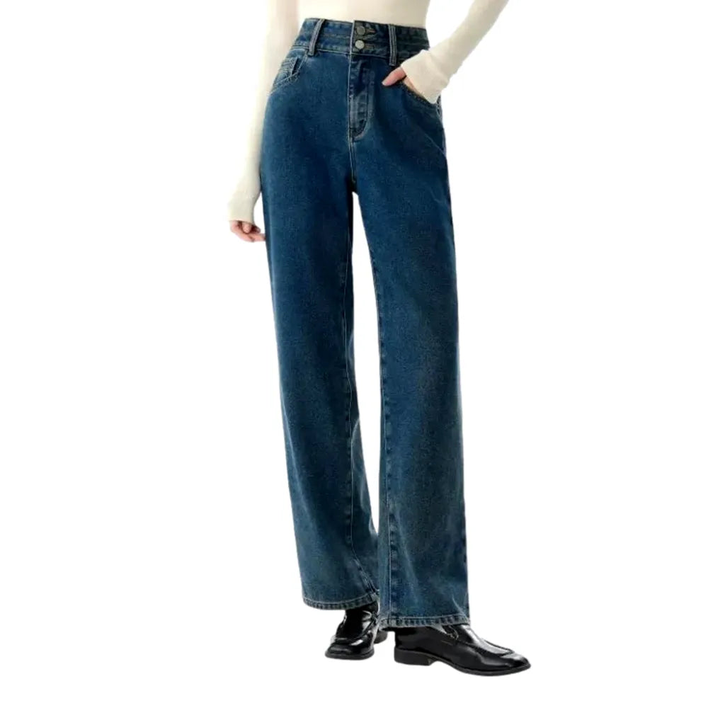 Fashionable Wide-fit Women's Jeans - Blue