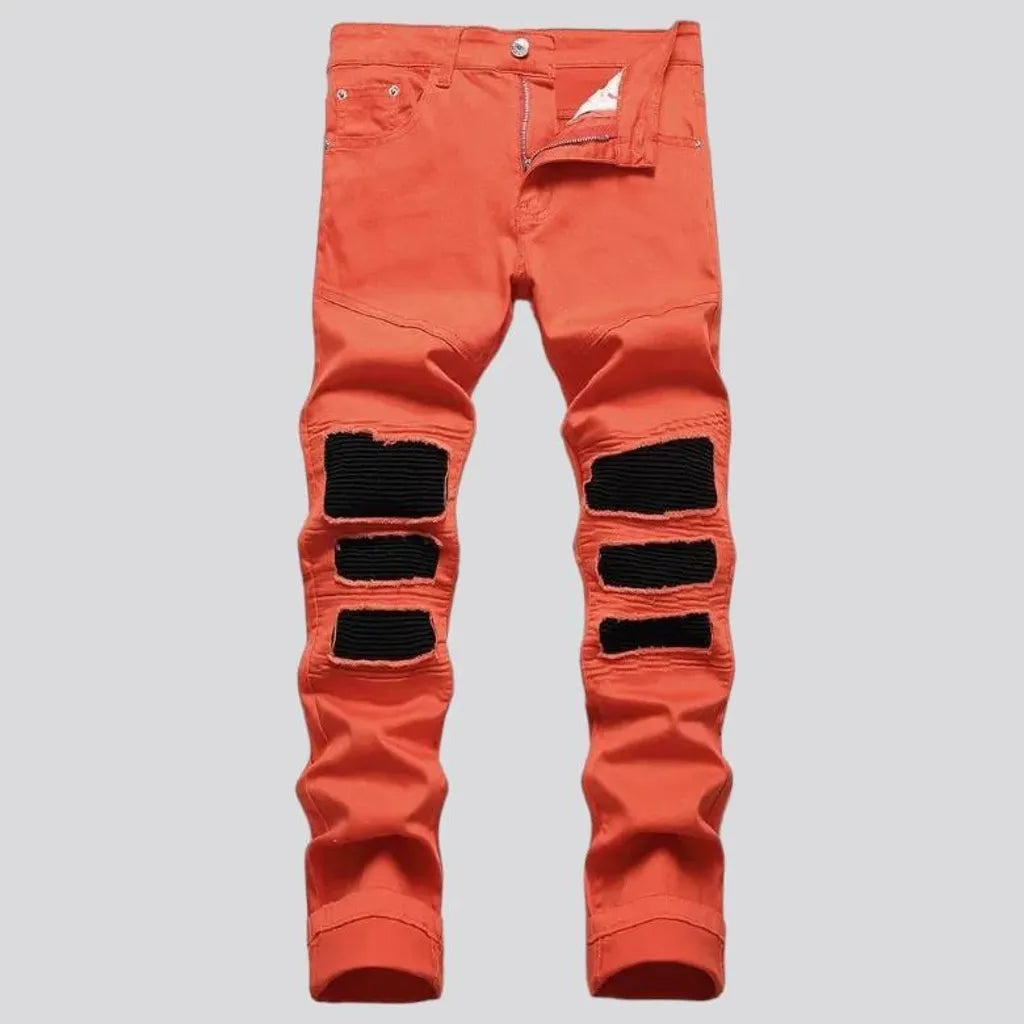 Skinny men's mid-waist jeans