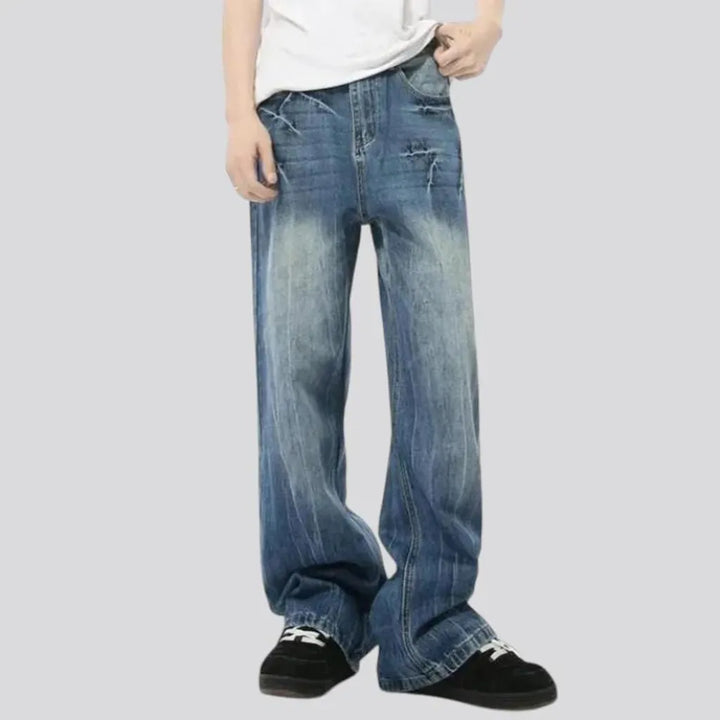 Faded wash jeans for men