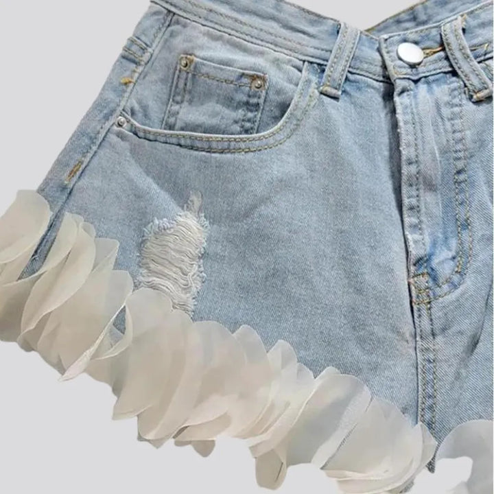 Wide-leg denim shorts
 for ladies