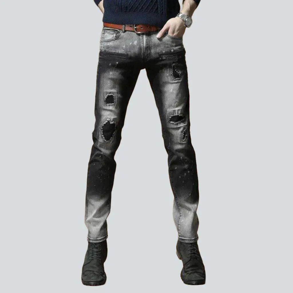 Contrast bleach slim men's jeans