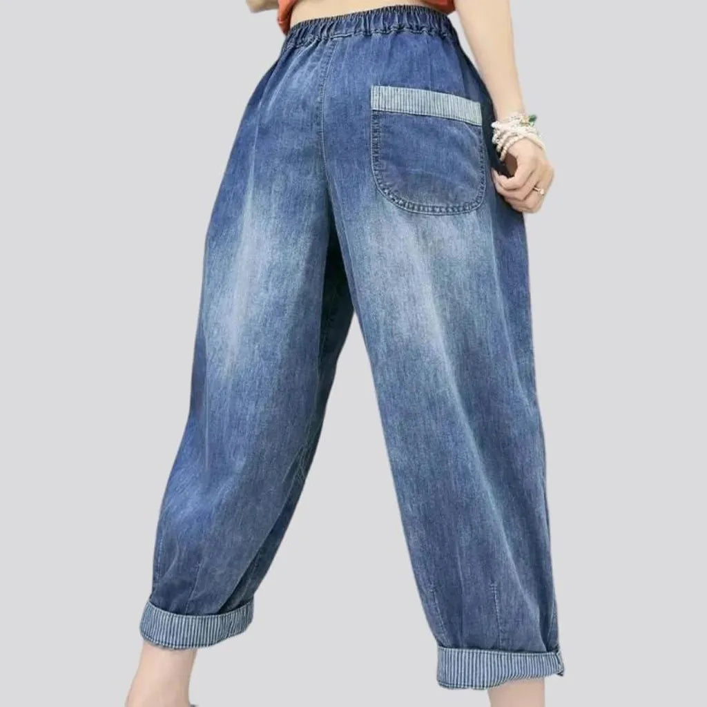 Patchwork jean pants for women