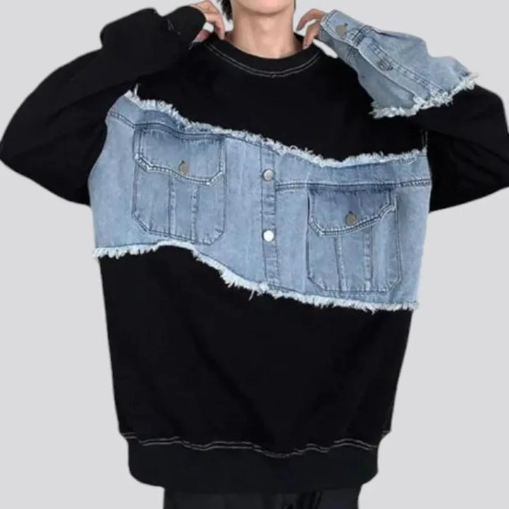 Fashion patchwork oversized men's denim jacket