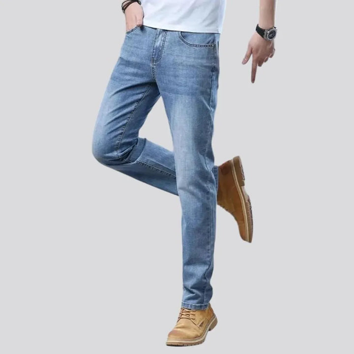 Thin men's high-waist jeans