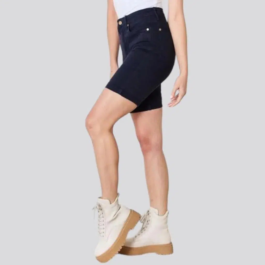 Navy monochrome jean shorts for women