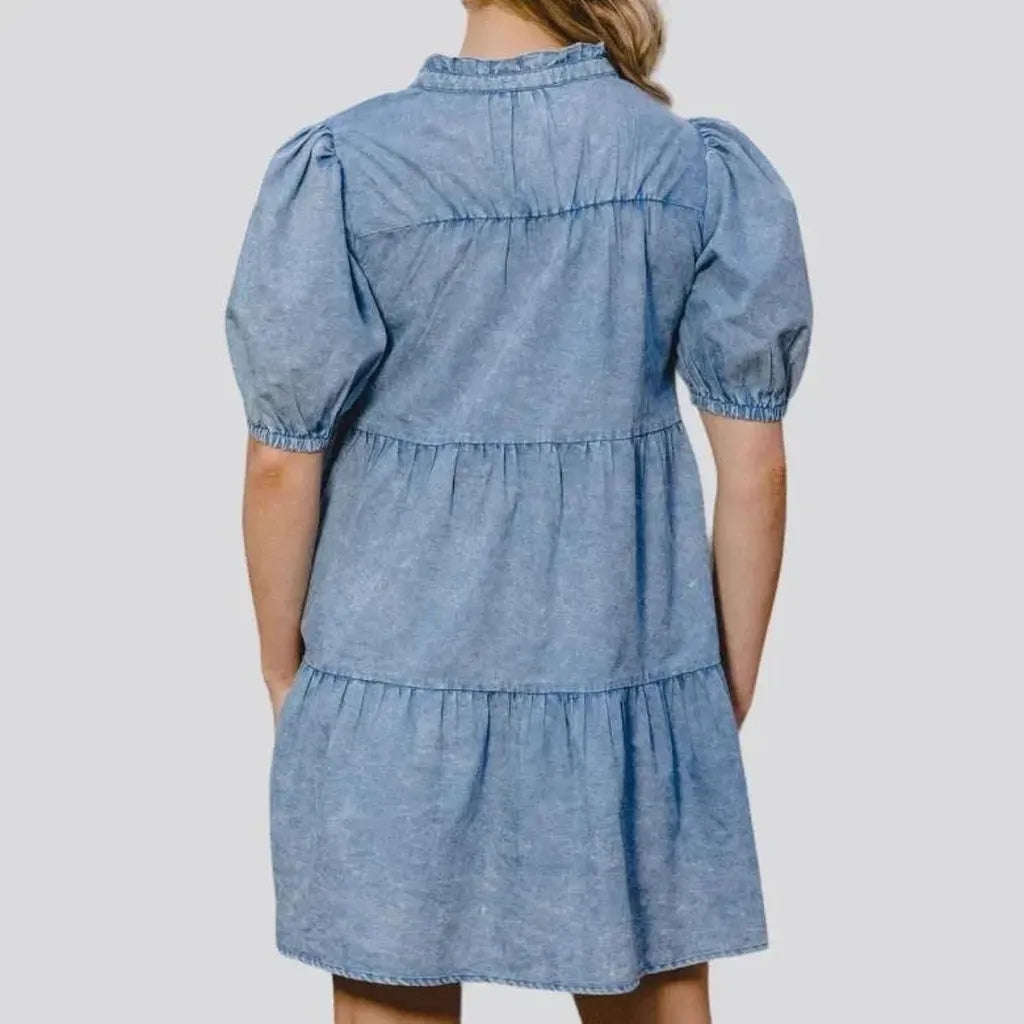 Loose tiered denim dress