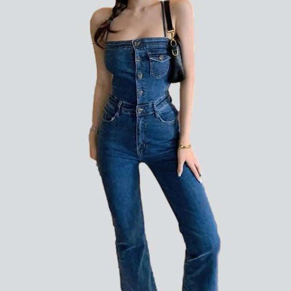 Trendy women's jean jumpsuit