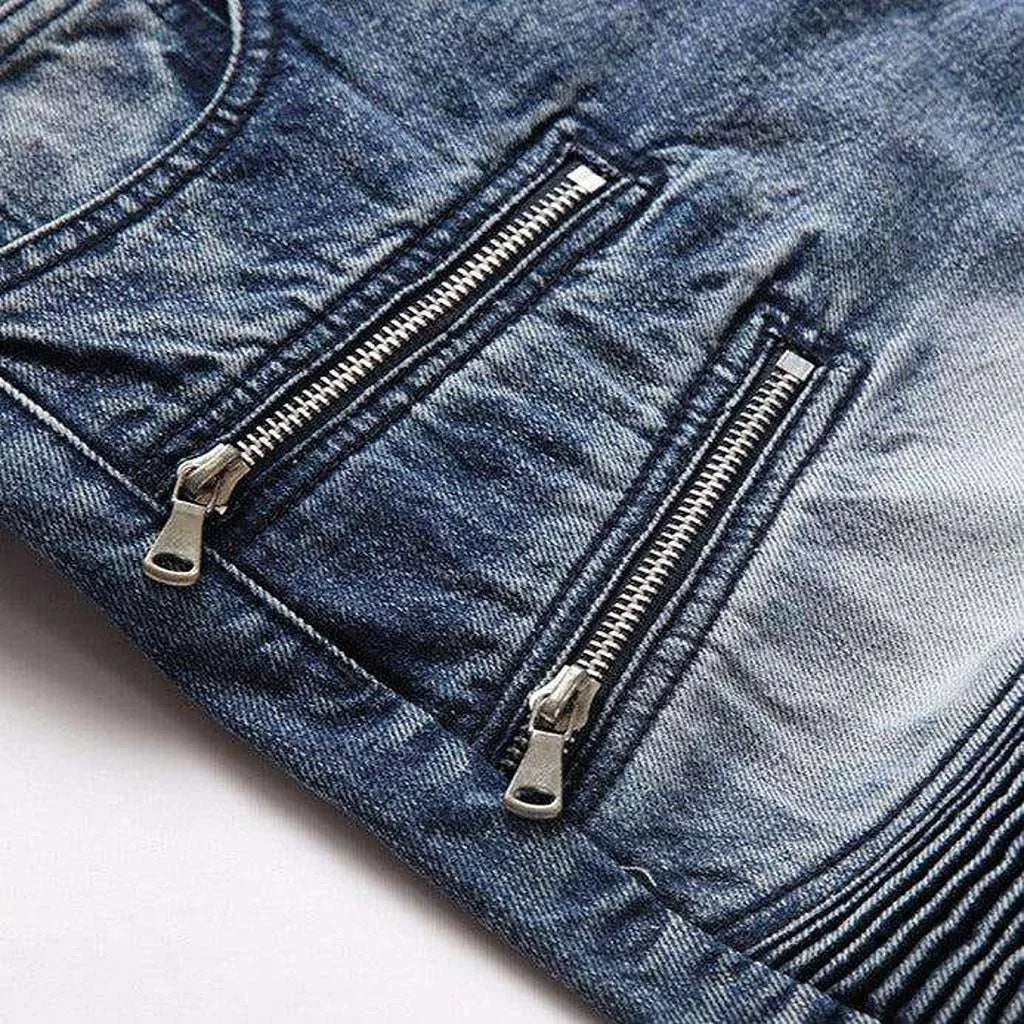 Biker jeans with zippers