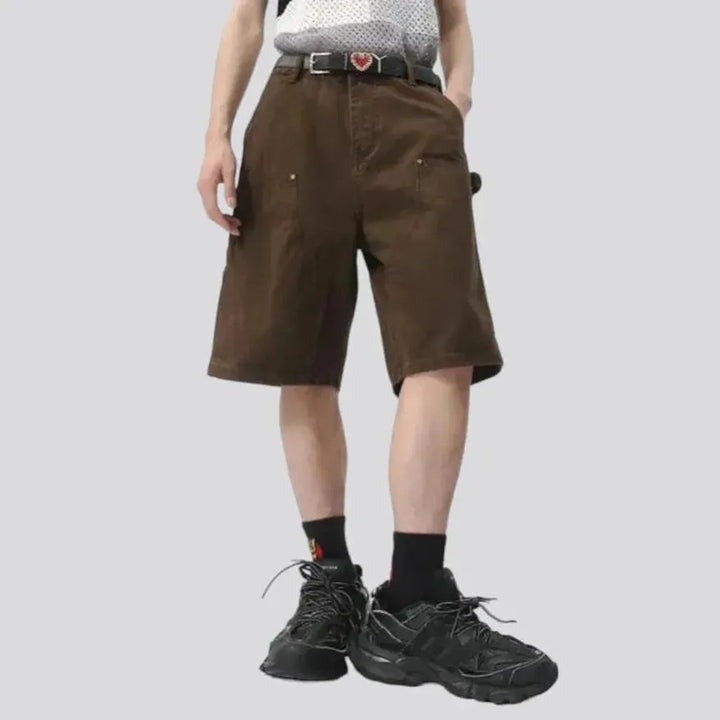 Brown high-waist men's jeans shorts