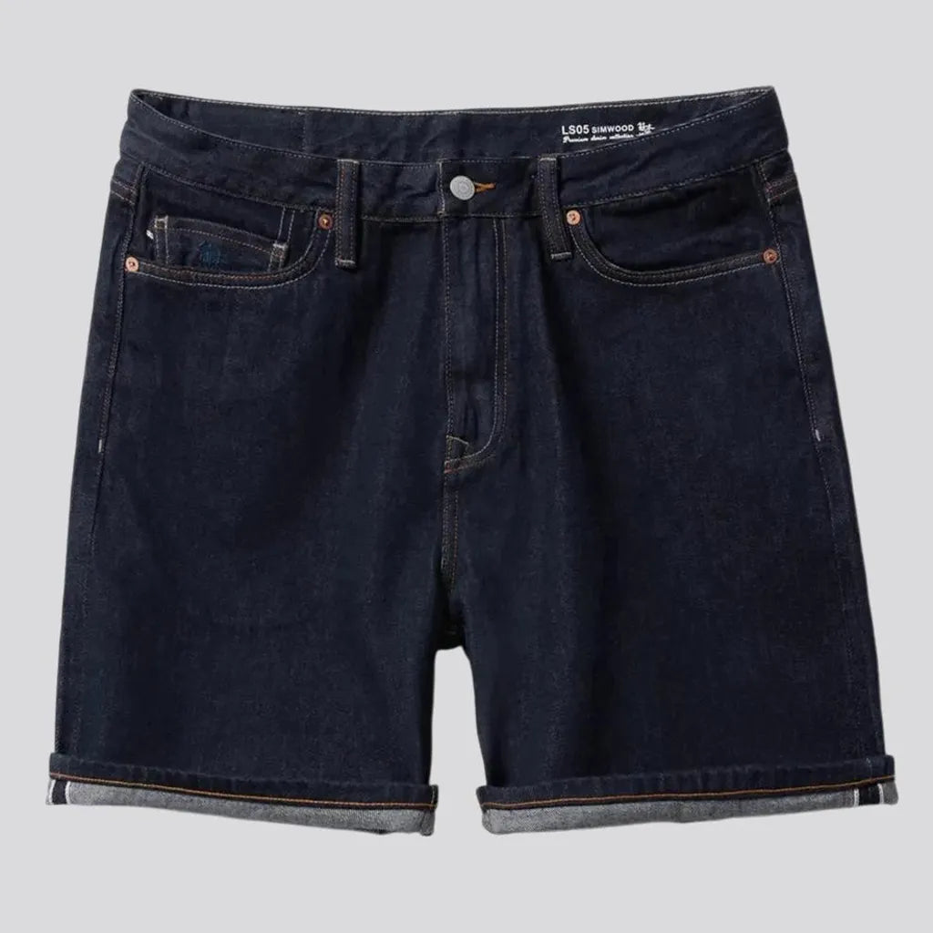 Casual dark wash men's denim shorts