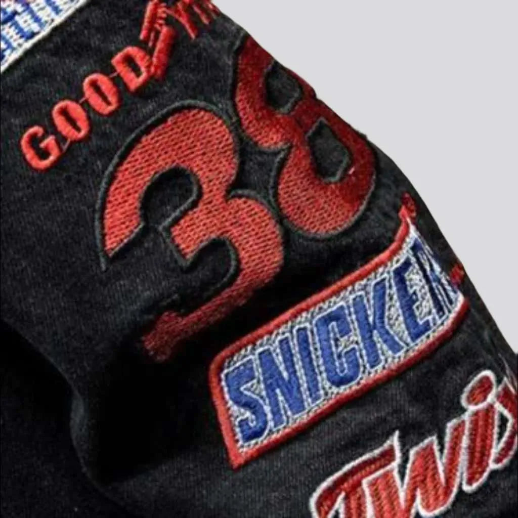 Racing denim jacket with patches